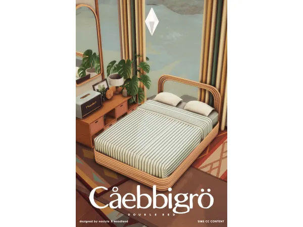 Maxis Match Cåebbigrö Double Bed - The Sims 4 Custom Content