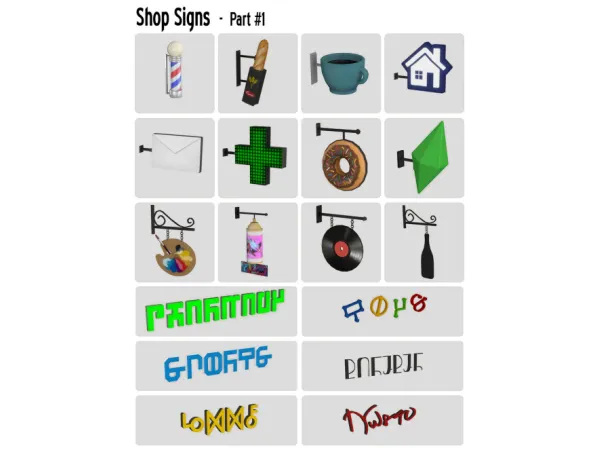 Mix Around Shop signs - The Sims 4 Custom Content