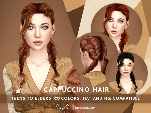 Alpha Cappuccino Hair NOW PUBLIC by simsfinds - The Sims 4 custom content