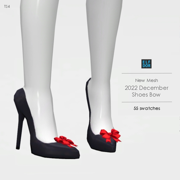 Maxis Match Xmas Shoes With A Bow by elfdor - The Sims 4 Custom Content