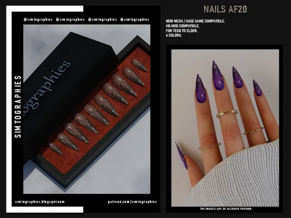 Alpha Nails AF20 by simtographies - The Sims 4 Custom Content
