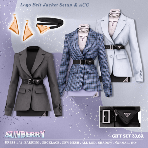 Alpha [SUNBERRY]GIFT SET_Logo Belt Jacket Setup ACC by simsfinds - The Sims 4 Custom Content