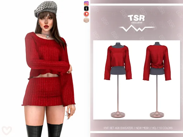 Alpha KNIT SET 408 BD1108 BD1109 by simsfinds - The Sims 4 Custom Content