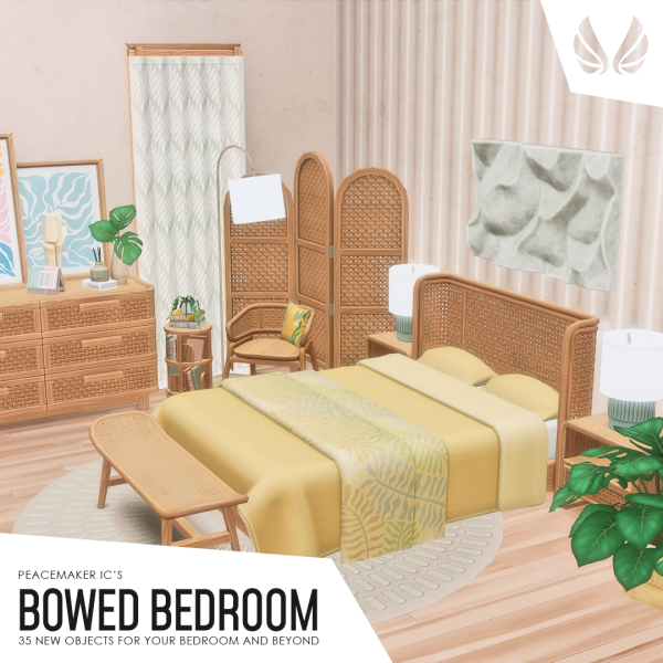 Maxis Match Bowed Bedroom 35 items for your Bedroom and Study by simsfinds - The Sims 4 Custom Content