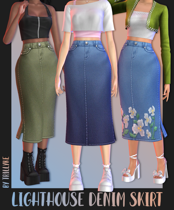 Maxis Match Lighthouse Denim Skirt by simsfinds - The Sims 4 Custom Content