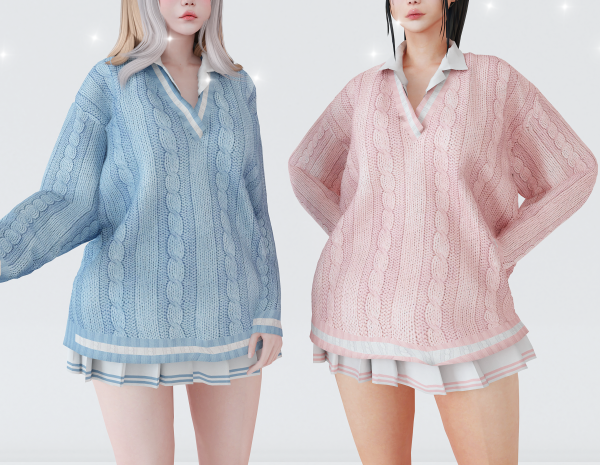 Alpha Cute knited dress with skirt by babyetears - The Sims 4 Custom Content