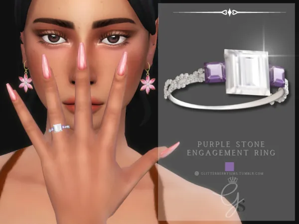 Mix Purple Stone Engagement Ring by simsfinds - The Sims 4 Custom Content