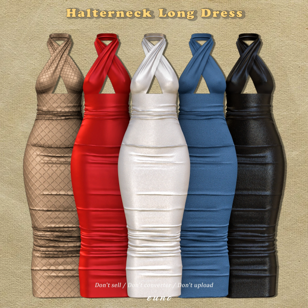 Alpha Halterneck Long Dress by simsfinds - The Sims 4 Custom Content