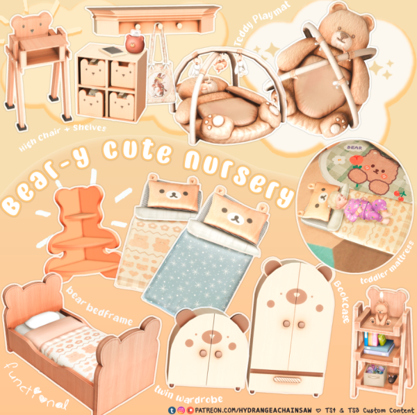 Alpha Bear y Cute Nursery by hydrangeachainsaw - The Sims 4 Custom Content