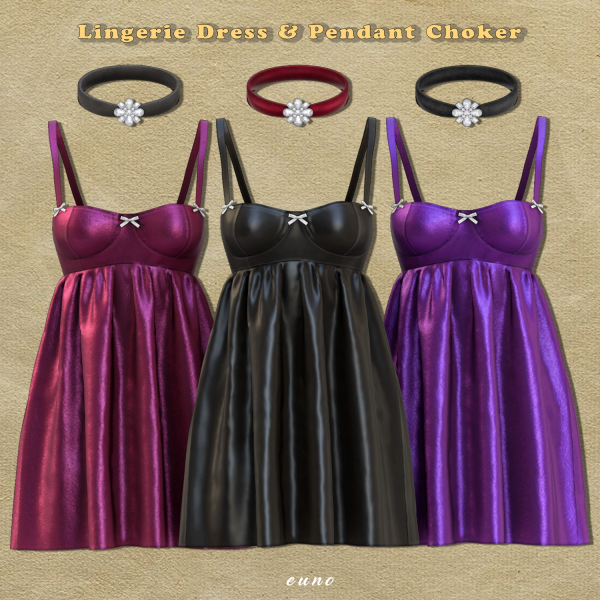 Alpha Lingerie Dress Pendant Choker by simsfinds - The Sims 4 Custom Content