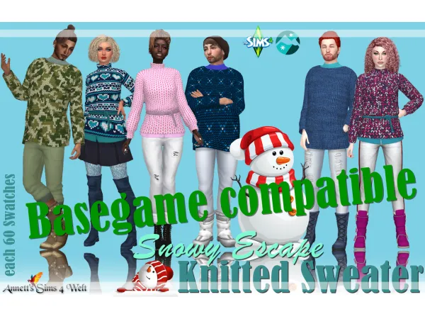 Maxis Match Snowy Escape Knitted Sweater Basegame compatible by simsfinds - The Sims 4 Custom Content
