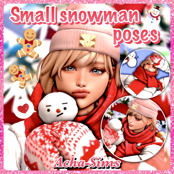 Mix Acha small snowman poses by simsfinds - The Sims 4 Custom Content
