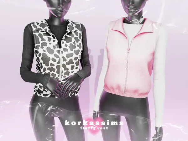 Alpha fluffy vest by korkassims - The Sims 4 Custom Content