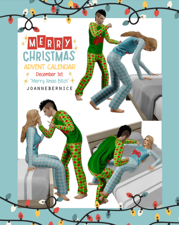 Mix Advent Calendar DAY 1 Bed Fight Poses by simsfinds - The Sims 4 Custom Content