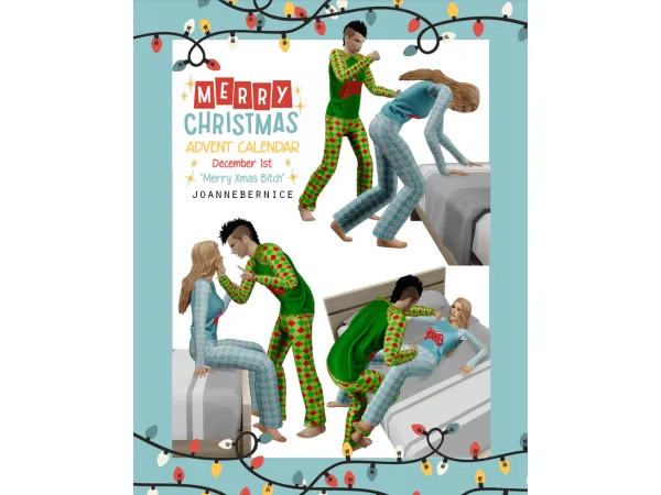 Mix Advent Calendar DAY 1 Bed Fight Poses - The Sims 4 Custom Content