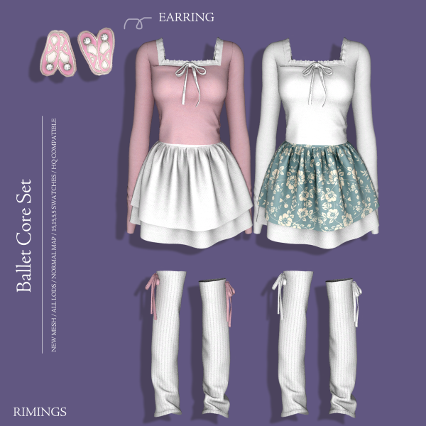 Alpha [RIMINGS] Ballet Core Set by simsfinds - The Sims 4 Custom Content