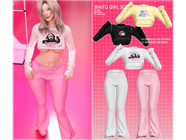 Alpha Waifu girl set by Unknown66irl - The Sims 4 Custom Content