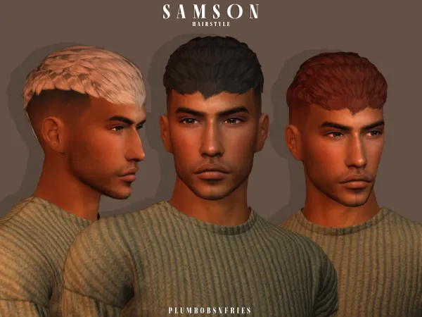 Alpha SAMSON hairstyle by plumbobsnfries - The Sims 4 Custom Content