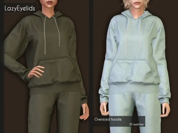 Alpha Oversized hoodie by lazyeyelids - The Sims 4 Custom Content