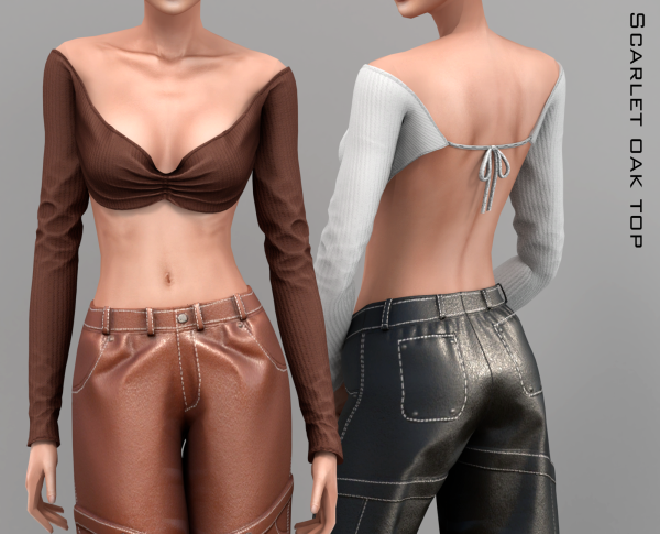 Alpha Scarlet Dak Top by simsfinds - The Sims 4 Custom Content