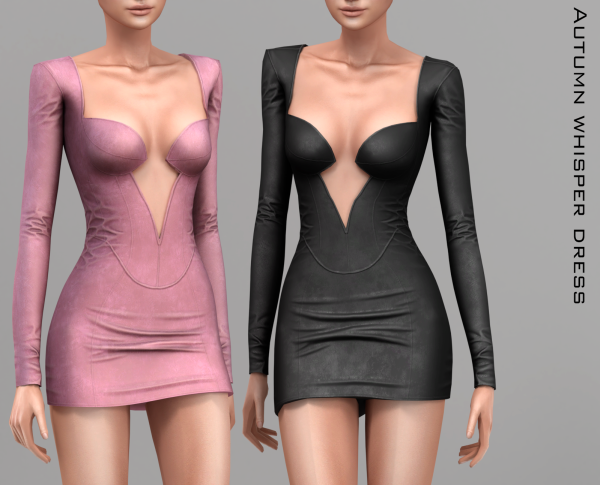 Alpha Autumn Whisper Dress by simsfinds - The Sims 4 Custom Content