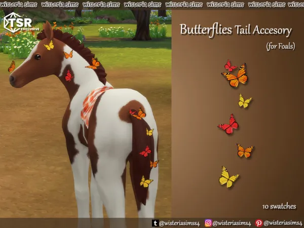 Maxis Match Butterflies Tail Accessory for Foals by WISTERIASIMS - The Sims 4 Custom Content
