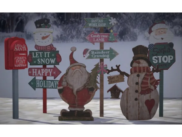 4t2 HYDRA Christmas Garden Signs Santa Mail Box by simsfinds - The Sims 2 Custom Content