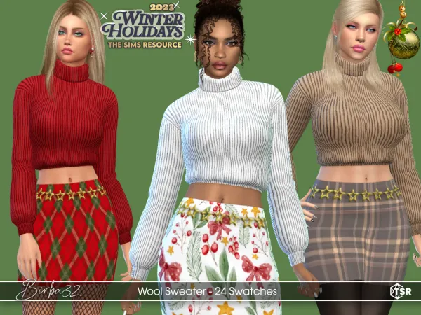Mix Turtleneck Wool Sweater by simsfinds - The Sims 4 Custom Content