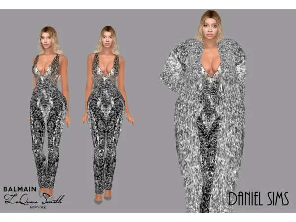 Alpha Beyonce in La Quan Smith and Balmain coat - The Sims 4 Custom Content