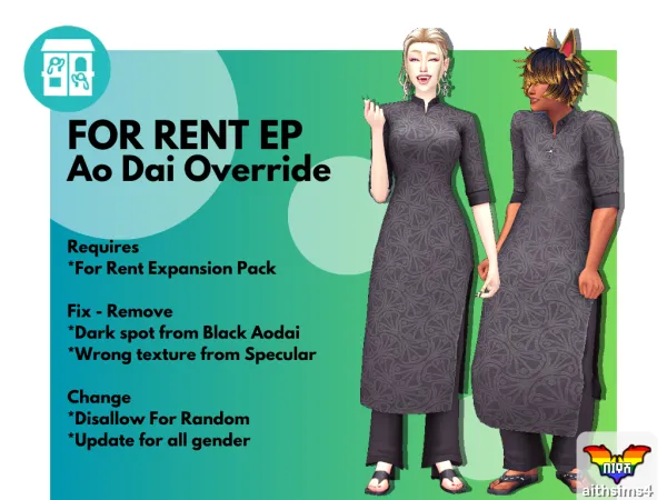 Maxis Match FOR RENT EP Ao Dai Override by aithsims - The Sims 4 Custom Content