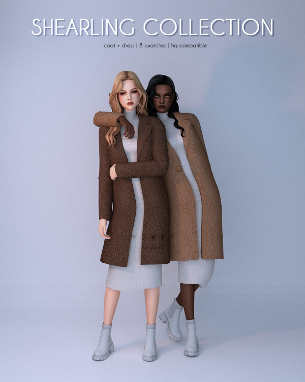 Mix Coat Dress Shearling Collection by luxysims - The Sims 4 Custom Content