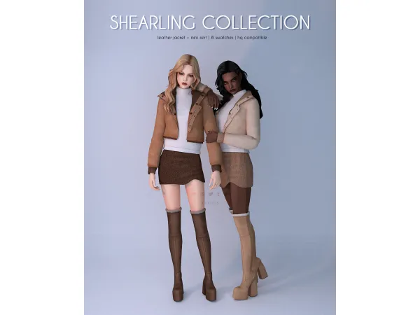 Maxis Match Leather Jacket Mini Skirt Shearling Collection - The Sims 4 Custom Content