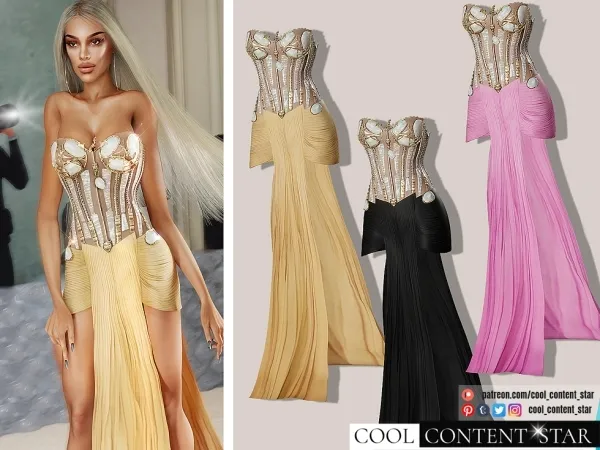 Alpha Yara Shahidi's Gown from Met Gala 2023 by cool_content_star - The Sims 4 custom content