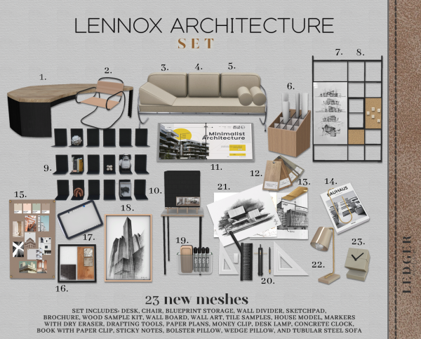 Alpha LennoxArchitecture set (workroomatelier tier) by ledger_atelier - The Sims 4 Custom Content