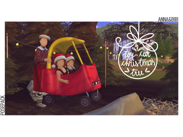 Mix Toy Car Christmas Tree Posepack [AnnaBibi] by simsfinds - The Sims 4 Custom Content