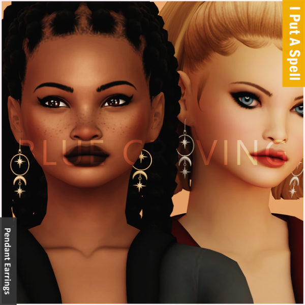 Maxis Match Blue Craving Pendant Stars Earrings by bluecraving - The Sims 4 Custom Content