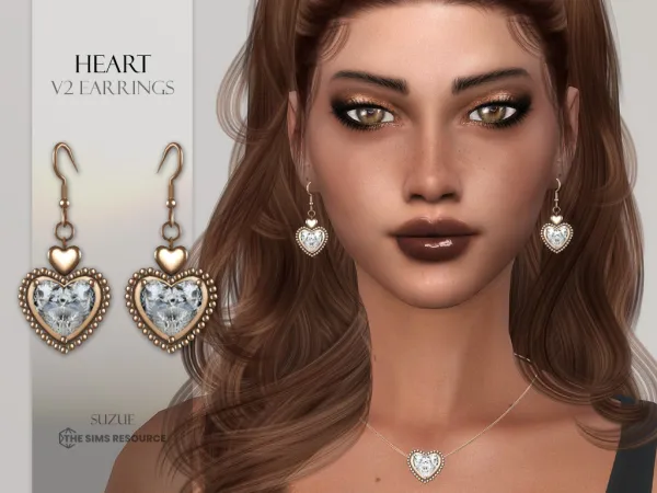 Alpha Heart V2 Earrings by simsfinds - The Sims 4 Custom Content