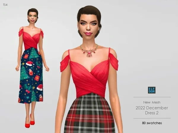 Maxis Match Holiday Dress 2 by elfdor - The Sims 4 Custom Content