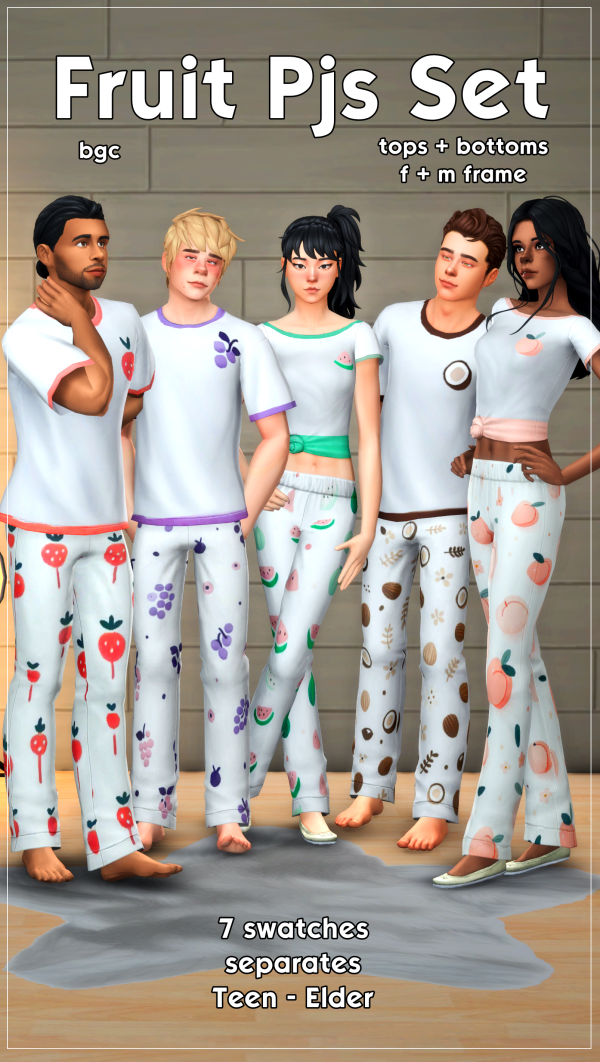 Maxis Match Fruit Pjs Set by simsfinds - The Sims 4 Custom Content