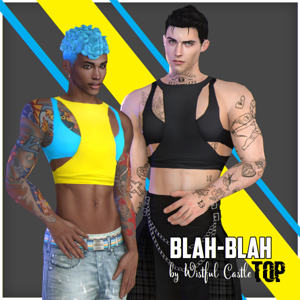 Maxis Match Blah Blah (Male Top) by simsfinds - The Sims 4 Custom Content