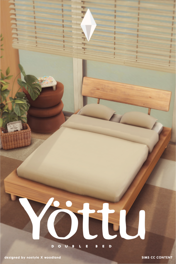 Mix Yöttu Double Bed by simsfinds - The Sims 4 Custom Content
