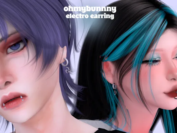 Mix ELECTRO EARRING by ohmybunnny2 - The Sims 4 Custom Content