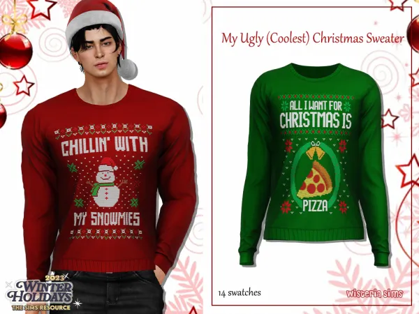 Alpha Christmas Sweaters for your Boys by simsfinds - The Sims 4 Custom Content