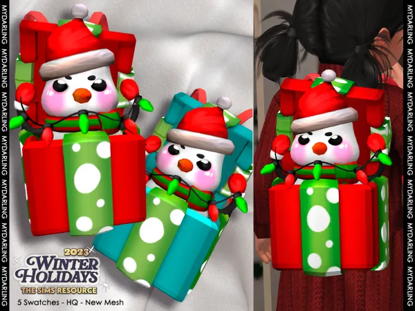 Mix cute snowman christmas backpack - The Sims 4 Custom Content