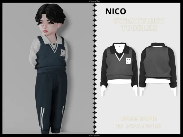 Alpha Nico Sweatshirt Toddler by clarity-sims - The Sims 4 Custom Content