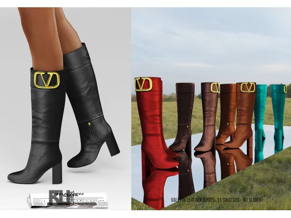Alpha Valetin Leather boots by ruchellsims - The Sims 4 Custom Content