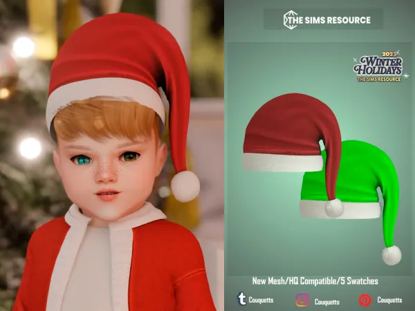 Alpha Santa Hat (Toddler) by simsfinds - The Sims 4 Custom Content