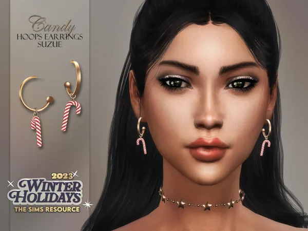 Alpha Candy Hoops Earrings by simsfinds - The Sims 4 Custom Content