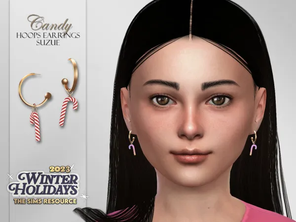 Alpha Candy Hoops Earrings Child - The Sims 4 Custom Content