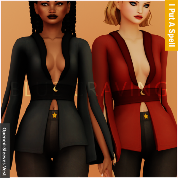Maxis Match Blue Craving Opened Sleeves Vest by bluecraving - The Sims 4 Custom Content